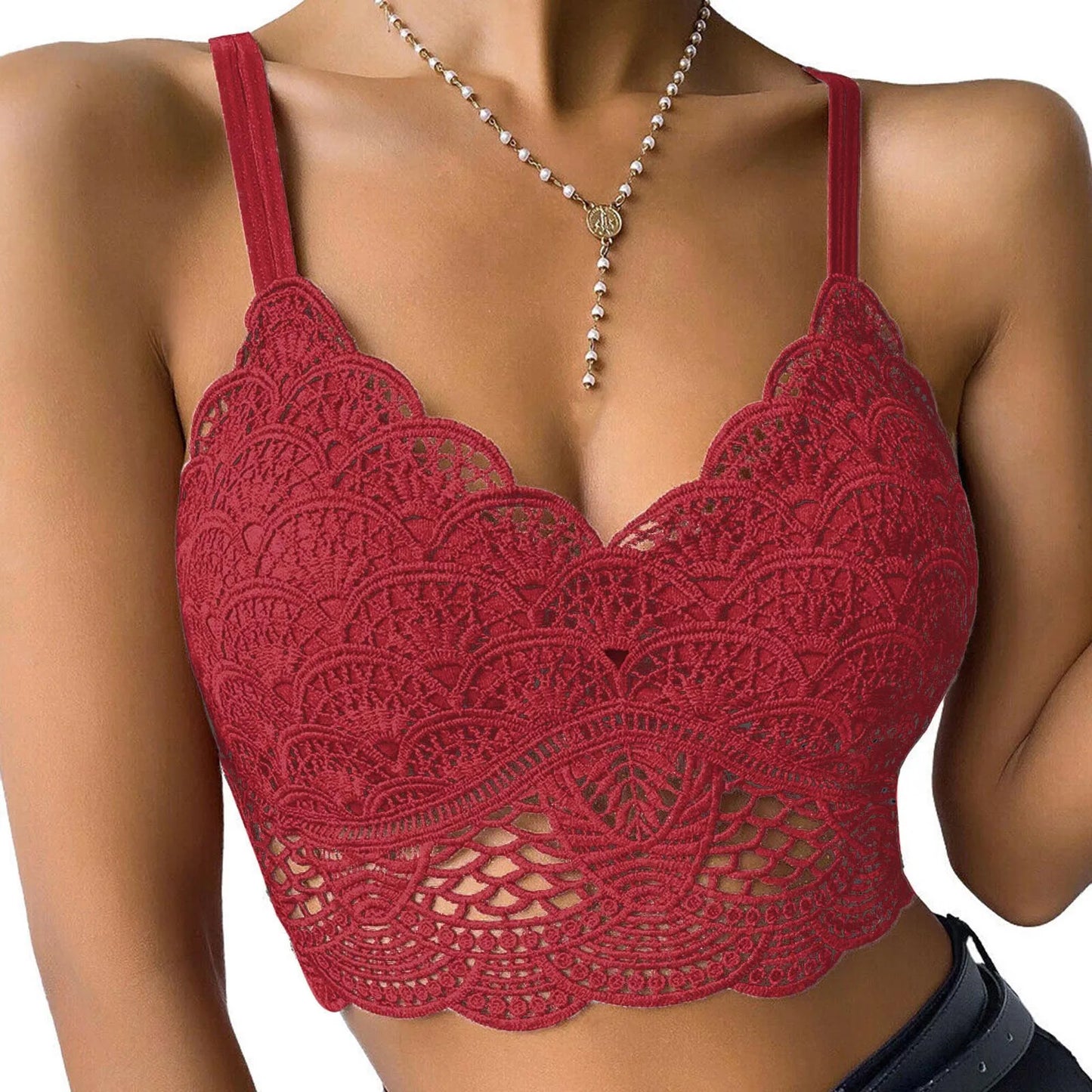 Summer Women Lace Sexy Crop Top Vest Sleeveless Padded Bralette Bra Bustier Club Cropped Tank Camis Camisole Underwear Lingerie