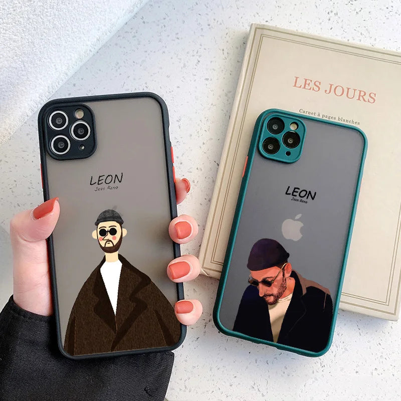 Cartoon Killer Leon Uncle Girl Phone Case For iPhone 15 14 12 11 13 Pro X XR XS Max 7 8 Plus SE2 Cute Transparent Cover Couple