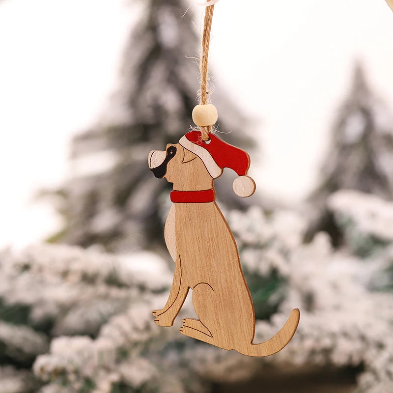 Car Ornaments Small Christmas Tree Hanging Wooden Pendants Elk Cartoon Animal Ornaments 2020 New Christmas Holiday Decorations