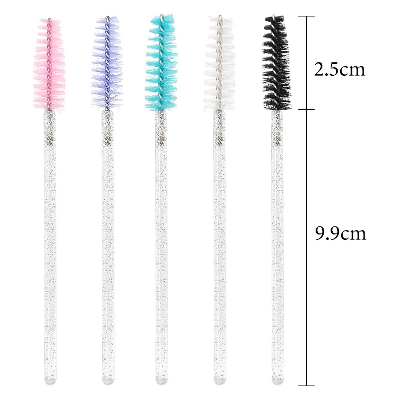 50 Pcs Cosmetic Eyelash Brush Eye Lash Makeup Brushes Disposable White Crystal Mascara Wands Brush Eyelash Extension Tools