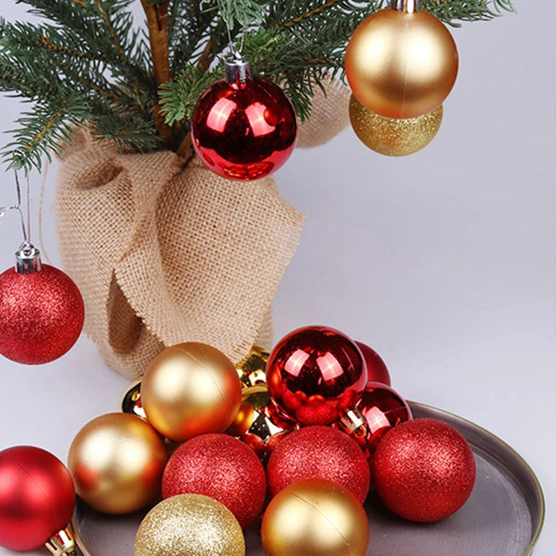 24pcs 3cm Christmas Ball Decoration for Tree Home Bauble Gold Silver Plastic Xmas Hanging Ball Ornaments Happy New Year 2021