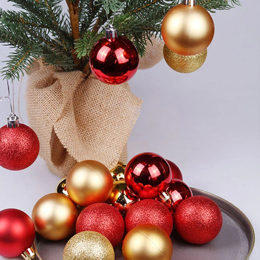 24pcs 3cm Christmas Ball Decoration for Tree Home Bauble Gold Silver Plastic Xmas Hanging Ball Ornaments Happy New Year 2021