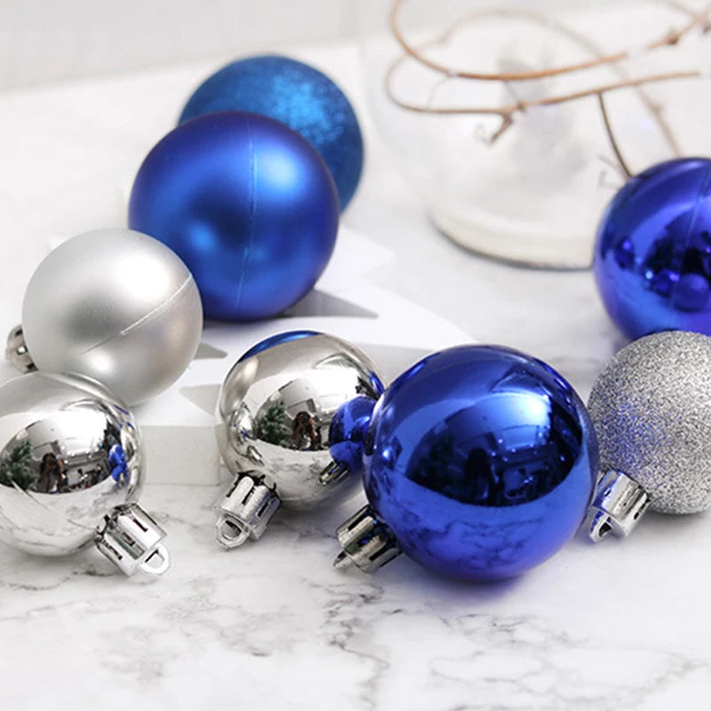 24pcs 3cm Christmas Ball Decoration for Tree Home Bauble Gold Silver Plastic Xmas Hanging Ball Ornaments Happy New Year 2021