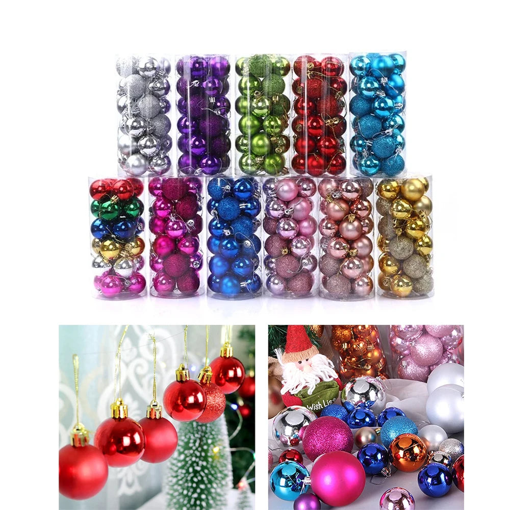 24pc Merry Christmas Ball 3/4cm Xmas Tree Ornament Pendant Hanging Party Home Decoration New Year Gift 2022 bolas de navidad