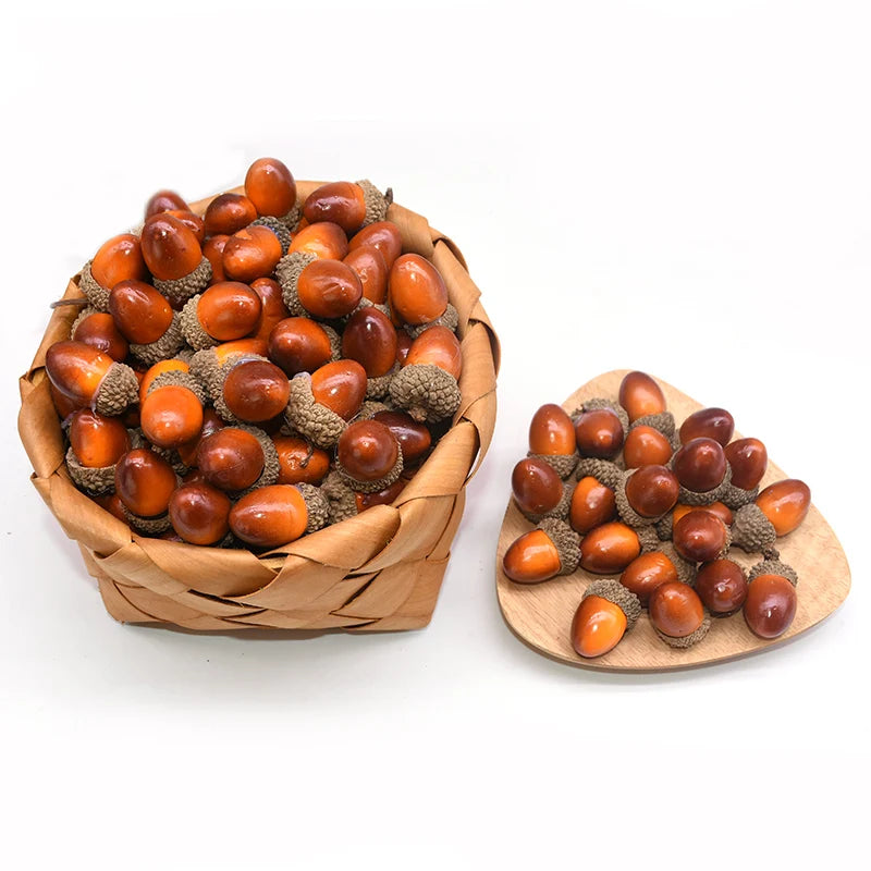 Artificial Acorn Nuts Christmas Fake Fruit Xmas Tree Ornaments Party Table Decoration DIY Christmas Garland Crafts for Home Deco