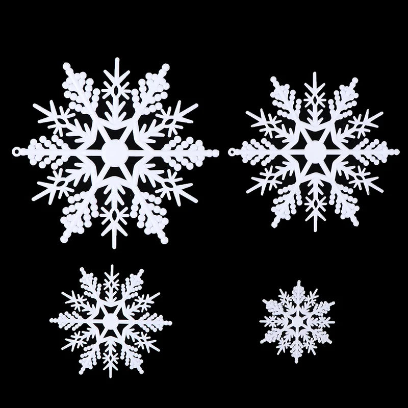 12 Petals Plastic White Snowflake Flakes Christmas Tree Decoration Snowflake Pendant Xmas Tree Hanging Ornament