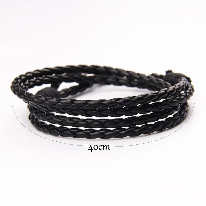 NIUYITID 40cm PU Leather Bracelet For Men Women Fashion Wristband Hook Charm Braclet For Male Accessories Jewelry