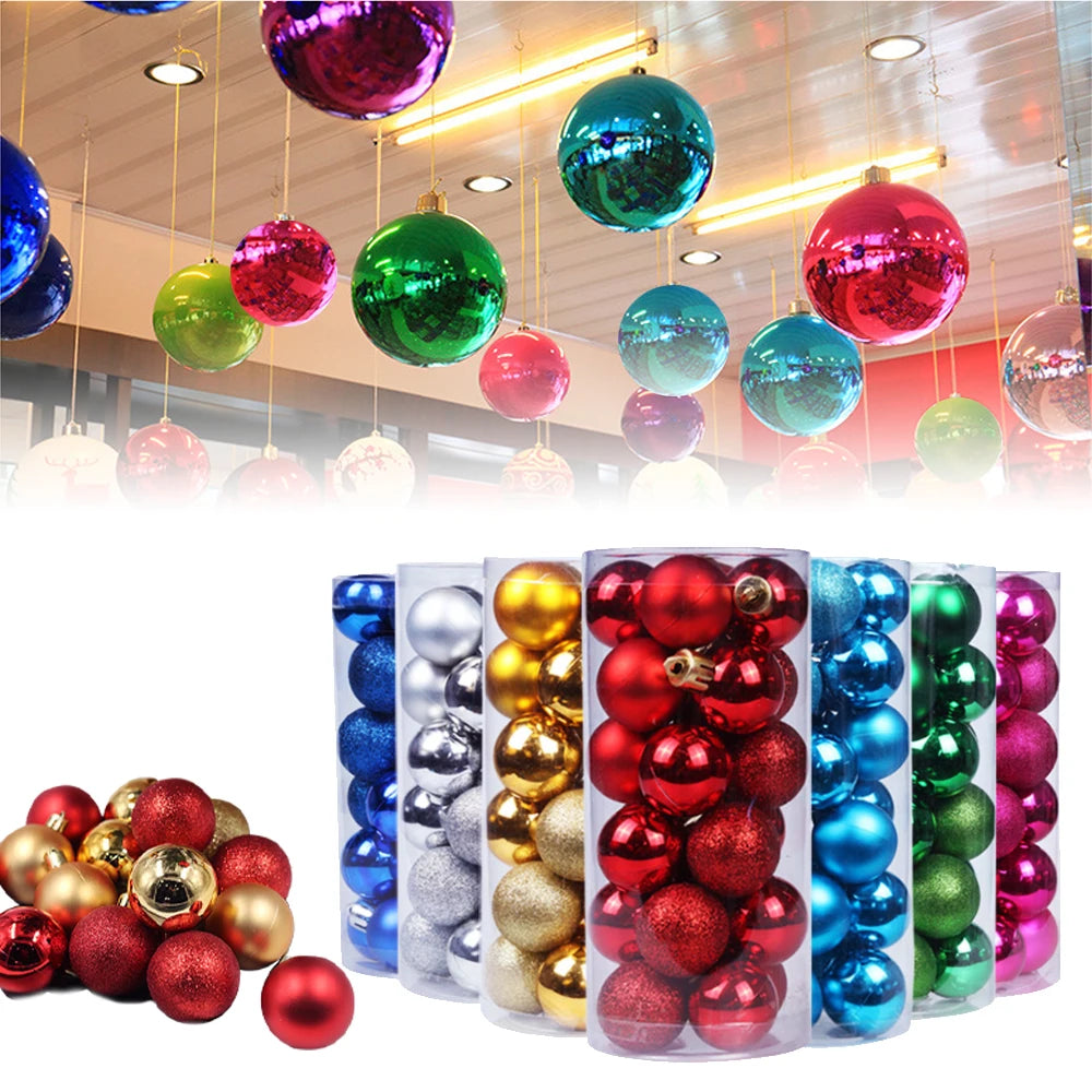 24pc Merry Christmas Ball 3/4cm Xmas Tree Ornament Pendant Hanging Party Home Decoration New Year Gift 2022 bolas de navidad