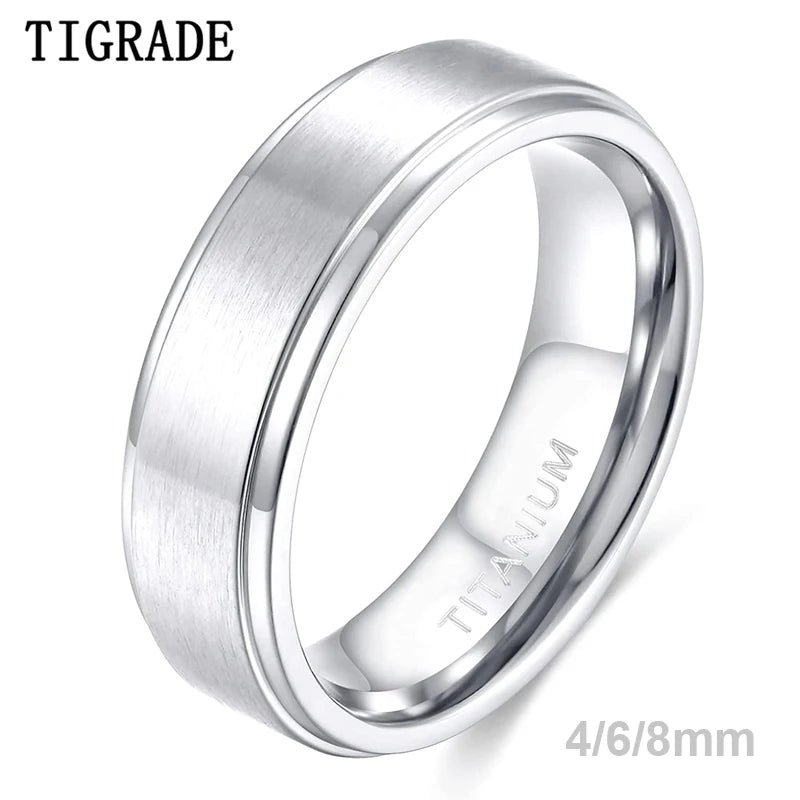 Tigrade 4/6/8mm Men Ring Titanium Silver Color Brushed Women Ring Unisex Wedding Band Simple Finger Rings Brand Jewelry bague