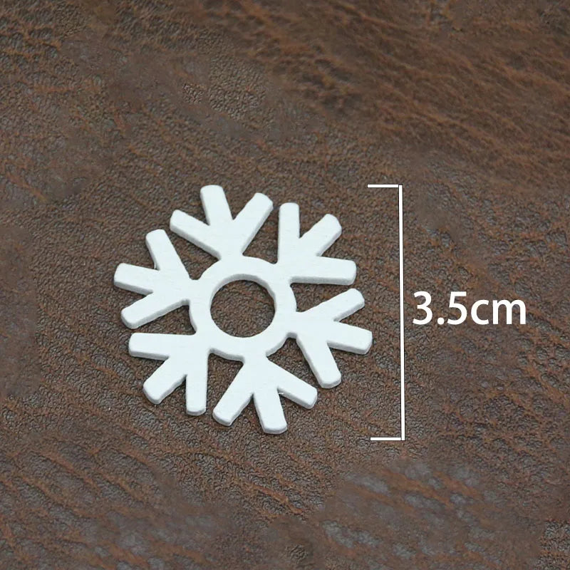 (50pcs/pack) 35mm White Mix Shape Wooden Snowflakes Christmas Ornaments Christmas Tree Pendants New Year Decorations For Home