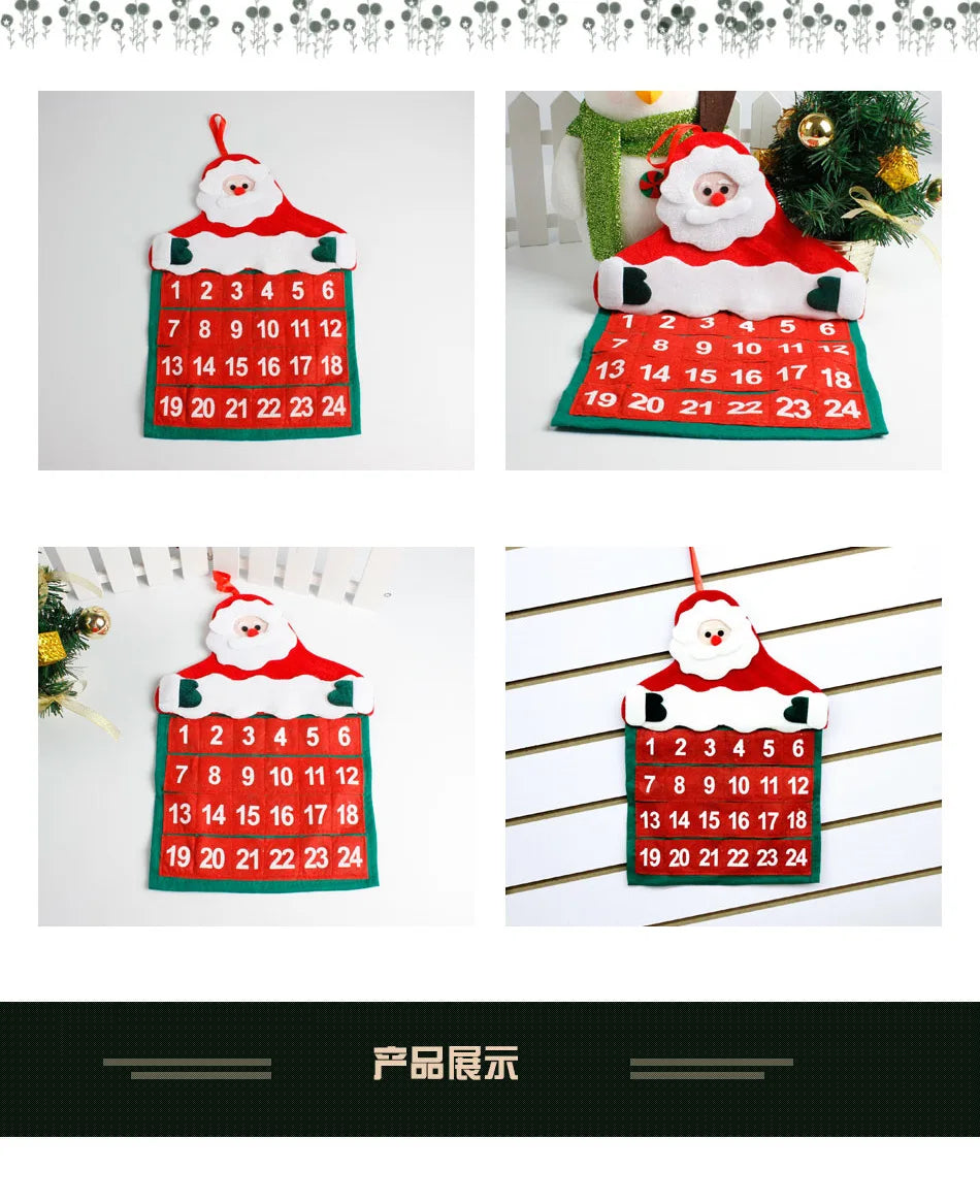 Christmas Decorations Velvet Hot Flowers Santa Claus Calendar Christmas Calendar Xmas Decorations