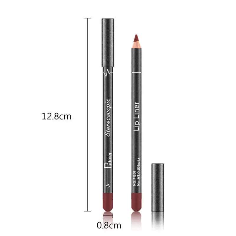 6 12Pcs/Set Waterproof Pencil Lipstick Set Pen Matte Lip Liner Long Lasting Makeup Pens Easy to Wear Non-stick Cup карандаш для