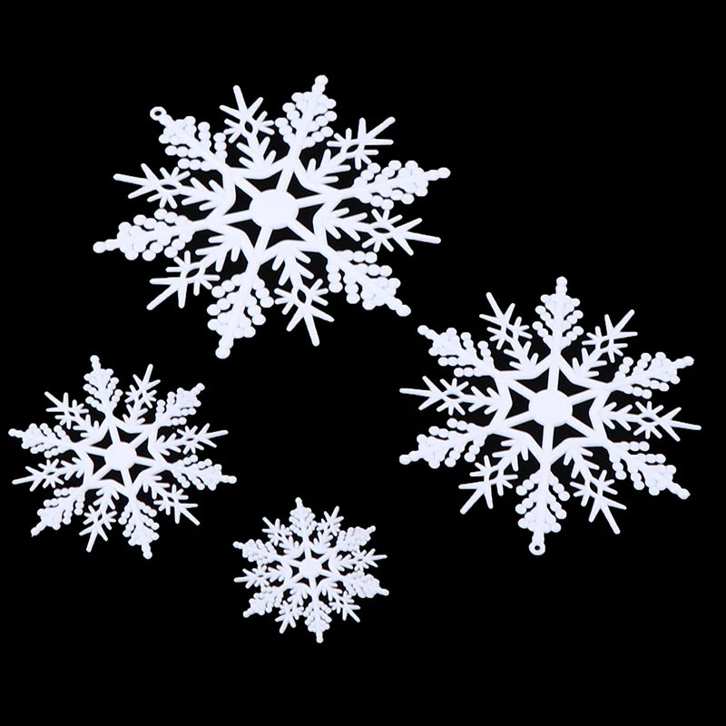 12 Petals Plastic White Snowflake Flakes Christmas Tree Decoration Snowflake Pendant Xmas Tree Hanging Ornament