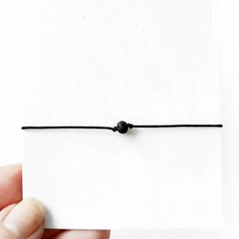 DIY Charm Black Thread Bracelet for Couples Volcanic Stone Bracelet Bead Adjustable Bangles Women Man Lucky Wish Jewelry