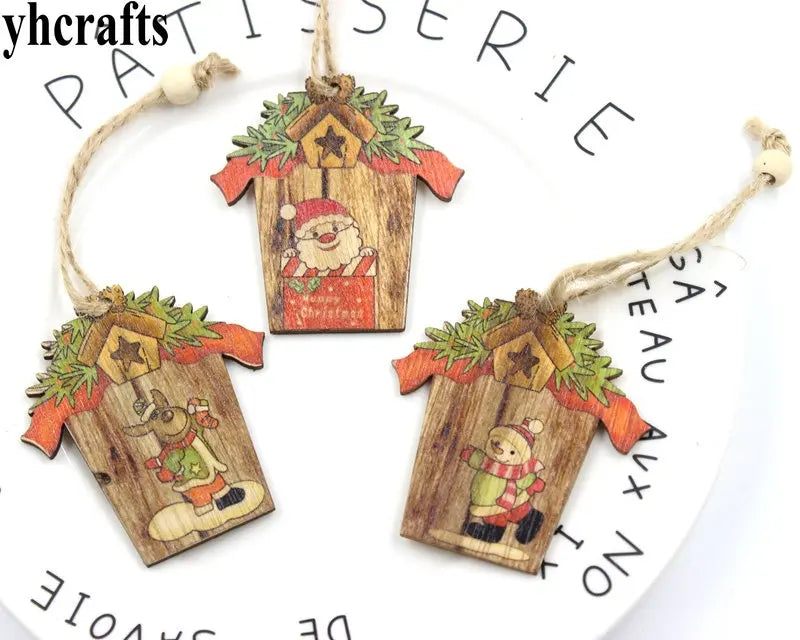 5-6PCS/LOT.creative bird house Merry christmas tree hanger xmas pendant Decorate gifts party favor Ornaments Kindergarten decals