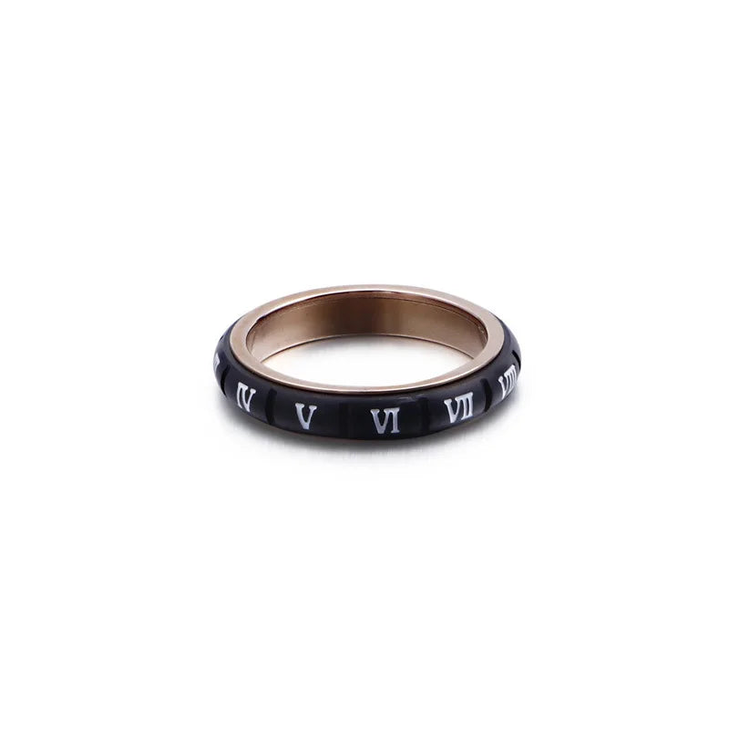 316L stainless steel rotatable Roman numeral ring, fashionable 4mm thin sports ring accessories wholesale