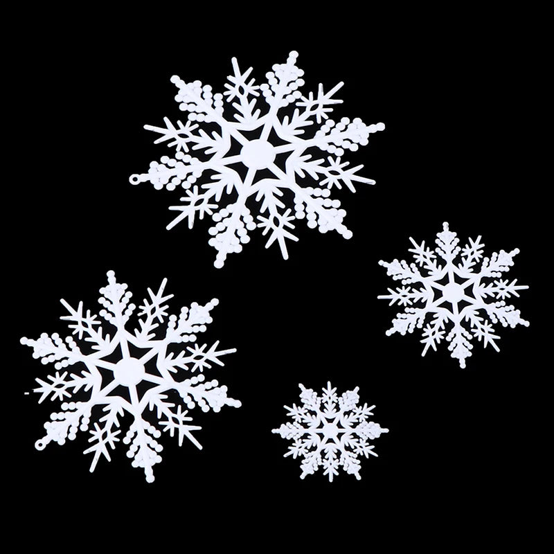 12 Petals Plastic White Snowflake Flakes Christmas Tree Decoration Snowflake Pendant Xmas Tree Hanging Ornament