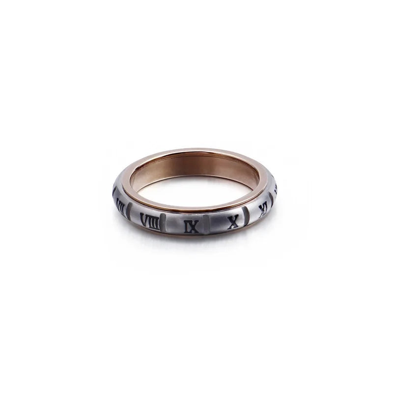 316L stainless steel rotatable Roman numeral ring, fashionable 4mm thin sports ring accessories wholesale