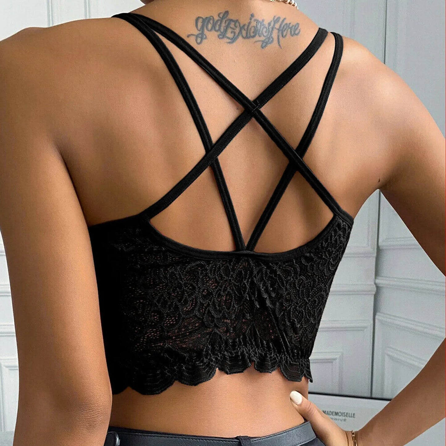 Summer Women Lace Sexy Crop Top Vest Sleeveless Padded Bralette Bra Bustier Club Cropped Tank Camis Camisole Underwear Lingerie