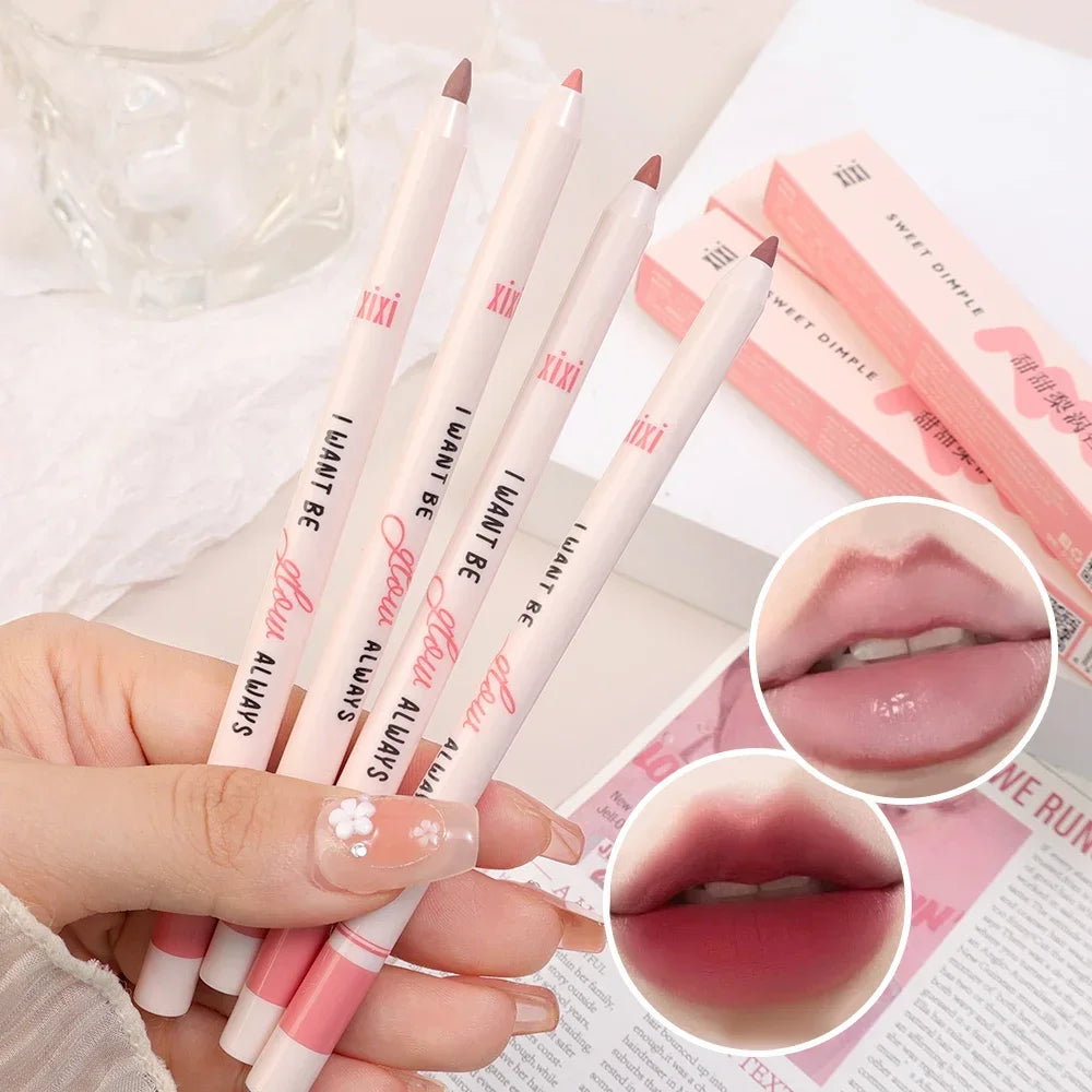 Waterproof Nude Matte Lipliner Pen Natural Outline Lips Contour Lipstick Lasting Non-stick Cup Lips Liner Pencil Woman Cosmetics