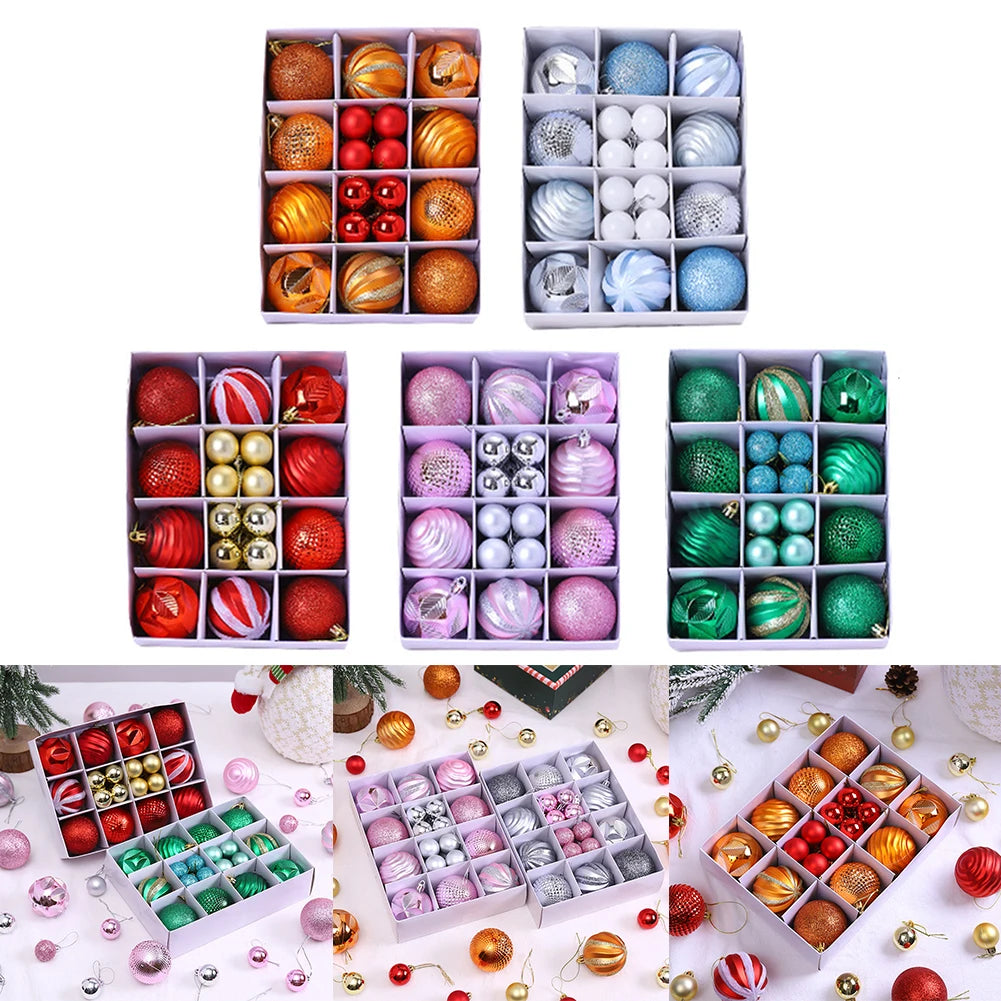 26pcs 3/7cm Christmas Balls Ornaments Xmas Tree Ball Hanging Pendant For Home Xmas New Year Party Decoration Navidad Noel Gifts