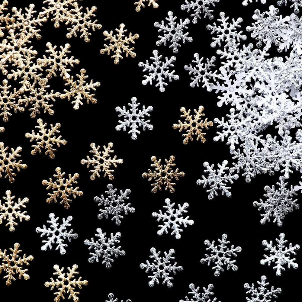 300/600pcs 2cm Christmas Snowflakes Confetti Xmas Tree Ornaments Christmas Decorations for Home Winter Party Cake Decor Supplies