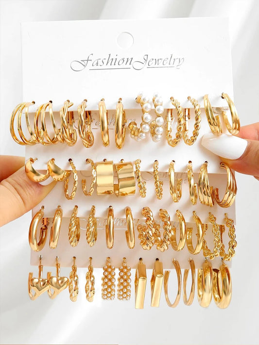 Gold Color Vintage Hoop Earrings