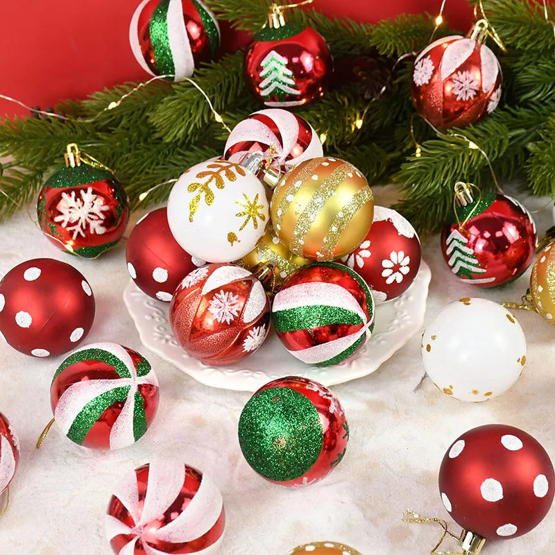 6pcs 6cm Christmas Balls Ornaments Christmas Tree Ball Hanging Pendant For Home Xmas New Year Party Decoration Navidad Noel Gift