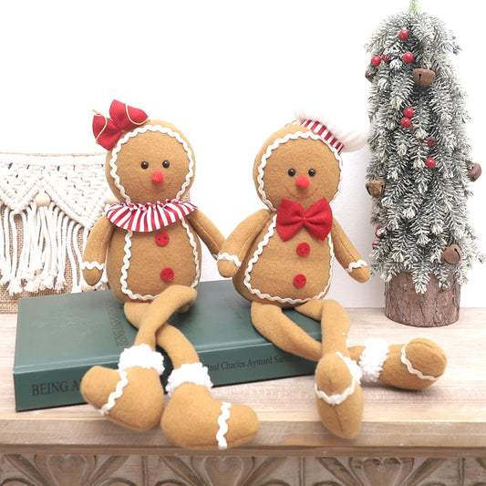 Christmas Decoration Plush Long Leg Gingerbread Doll Xmas Tree Hanging Ornament Pendant Party Kid Toy New Year Gift Navidad 2024