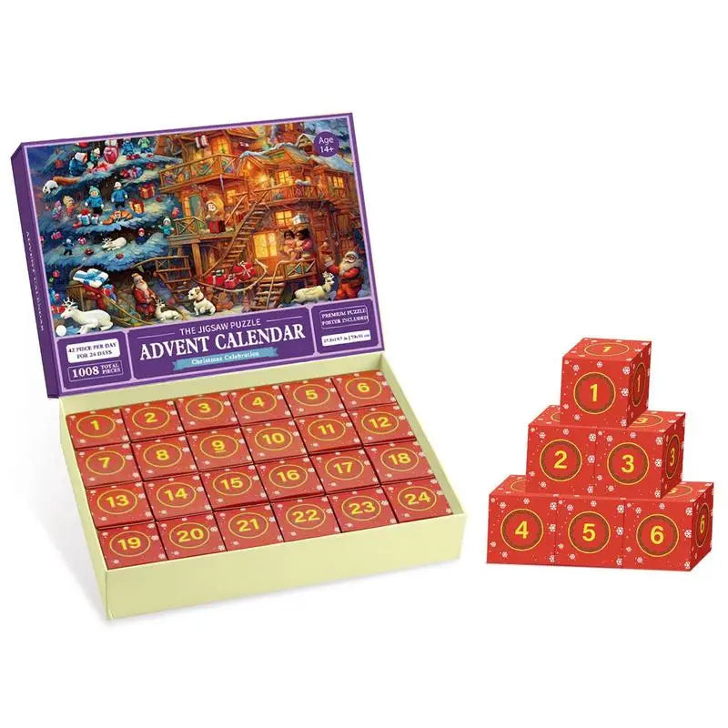 Advent Calendar Jigsaw Puzzles Christmas Jigsaw Puzzles Countdown Calendar Portable 24 Days Advent Calendar Puzzle Boxes For Kid