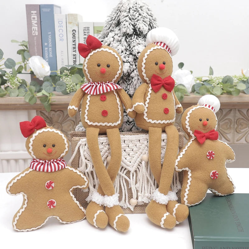 Christmas Decoration Plush Long Leg Gingerbread Doll Xmas Tree Hanging Ornament Pendant Party Kid Toy New Year Gift Navidad 2024