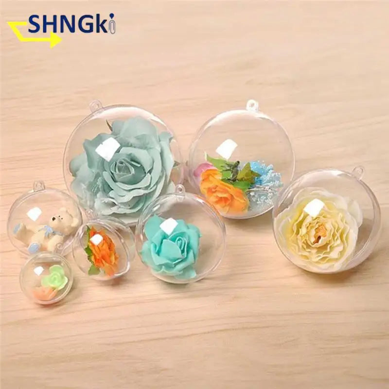 4-10cm Transparent Open Plastic Christmas Tree Pendant Home Decoration Ball Clear Bauble Ornament Gift Present Box Decoration