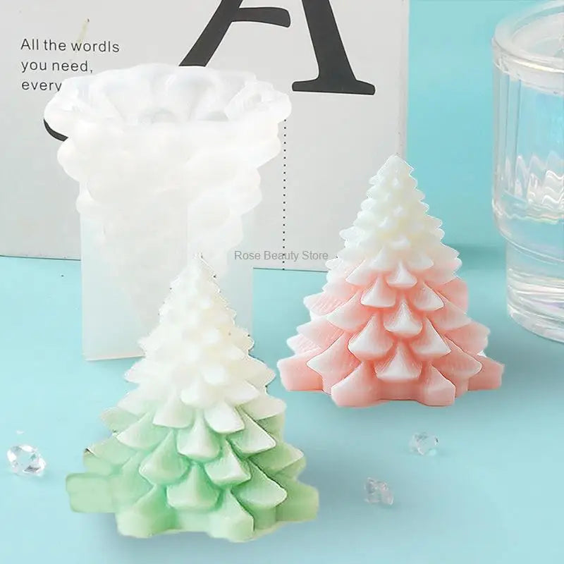 Christmas Tree Silicone Candle Mold Aromatherapy Soap Plaster Cement Scented Candles Molds Home Party Supplies Christmas Gift