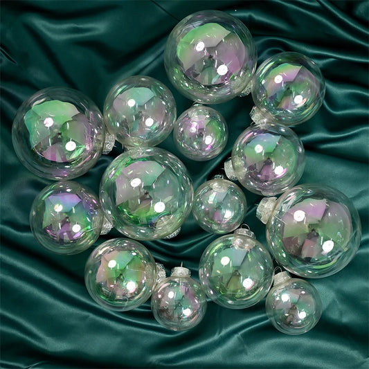 6Pcs Clear Plastic Christmas Colorful Ball Xmas Tree Ornament Ball Plastic Fillable Bauble Box Hanging DecorationWedding Decor