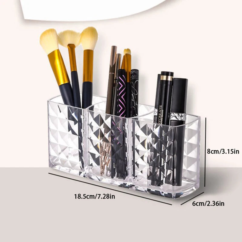 Transparent Acrylic Cosmetic Case Makeup Eyeliner Pen Foundation Blush Eyeshadow Brushes Holder Box Desktop Storage Organizer