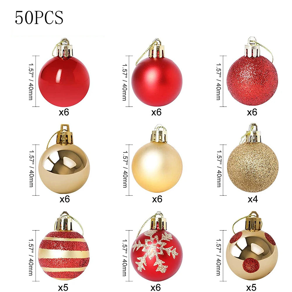 50 PCS Christmas Ball Ornaments Tree Decorations For Holiday Wedding Party Perfect For Christmas Tree Decoration Wedding Ceremon