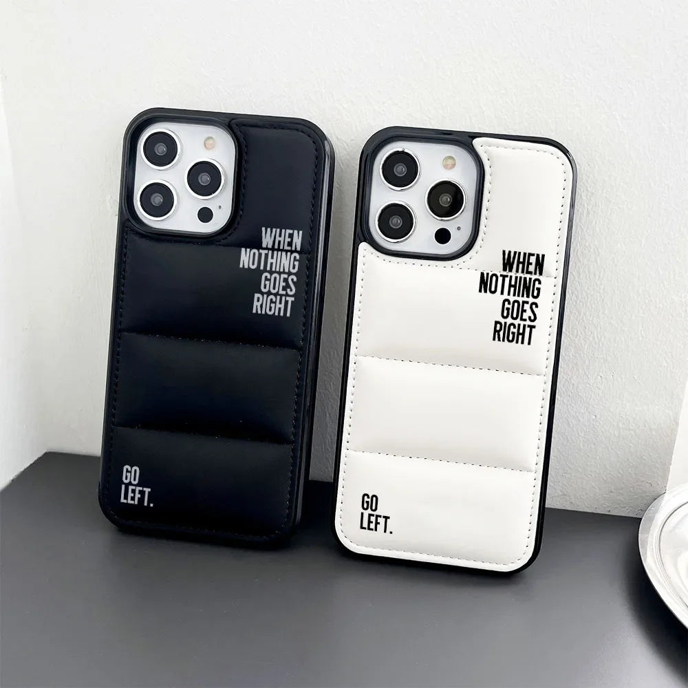 Funny Pun Puffer Phone Case Shockproof Black and White Cover for iPhone 15 14 13 12 11 Pro Max Plus XR Case Besties Gift Ideas