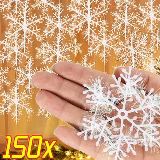 Artificial White Christmas Snowflakes Ornament for Xmas Tree Hanging Pendents DIY Fake Snow Flake New Year Party Home Decoration