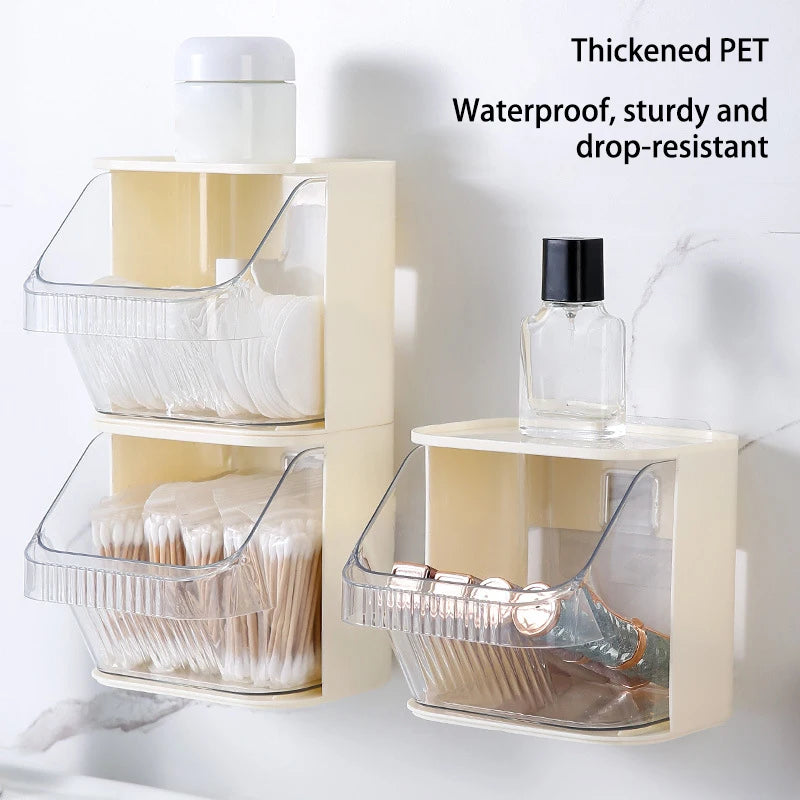 Bathroom Organizer Wall-mounted Cotton Pad Holder Makeup Organizer Box Plastic Storage Container For Swabs Jewelry Storage Box