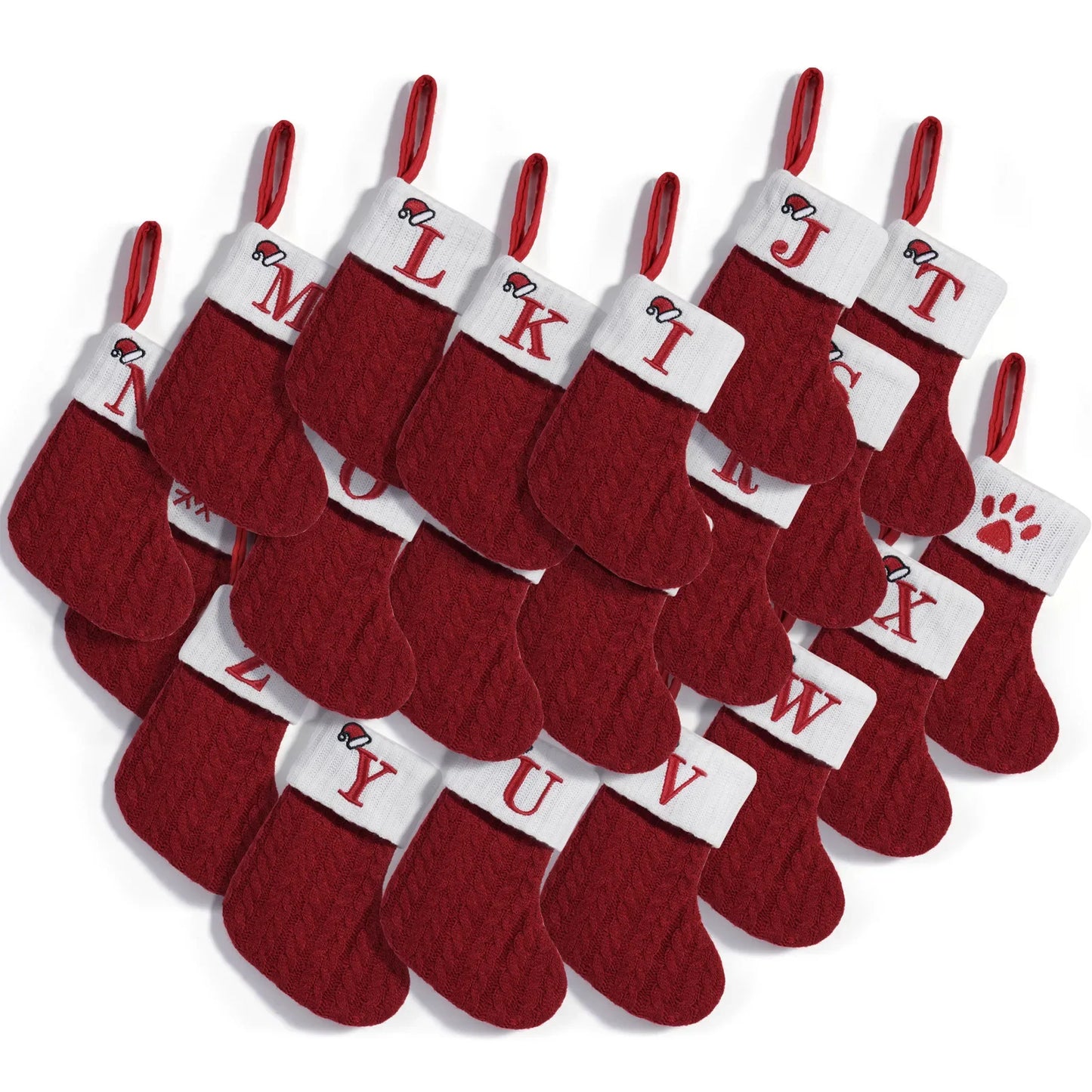 Christmas Alphabet Knitting Socks Cute Red Knitted Christmas Decoration Socks Home Christmas Tree Ornaments Xmas Santa Gift