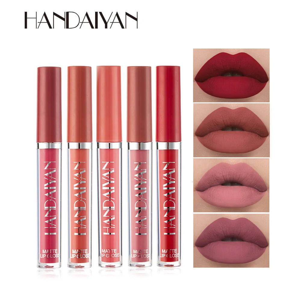 Handaiyan 12 Colors Matt Lip Gloss Longlasting Red Nude Lipstick Liquid matte Waterproof Lipgloss Makeup