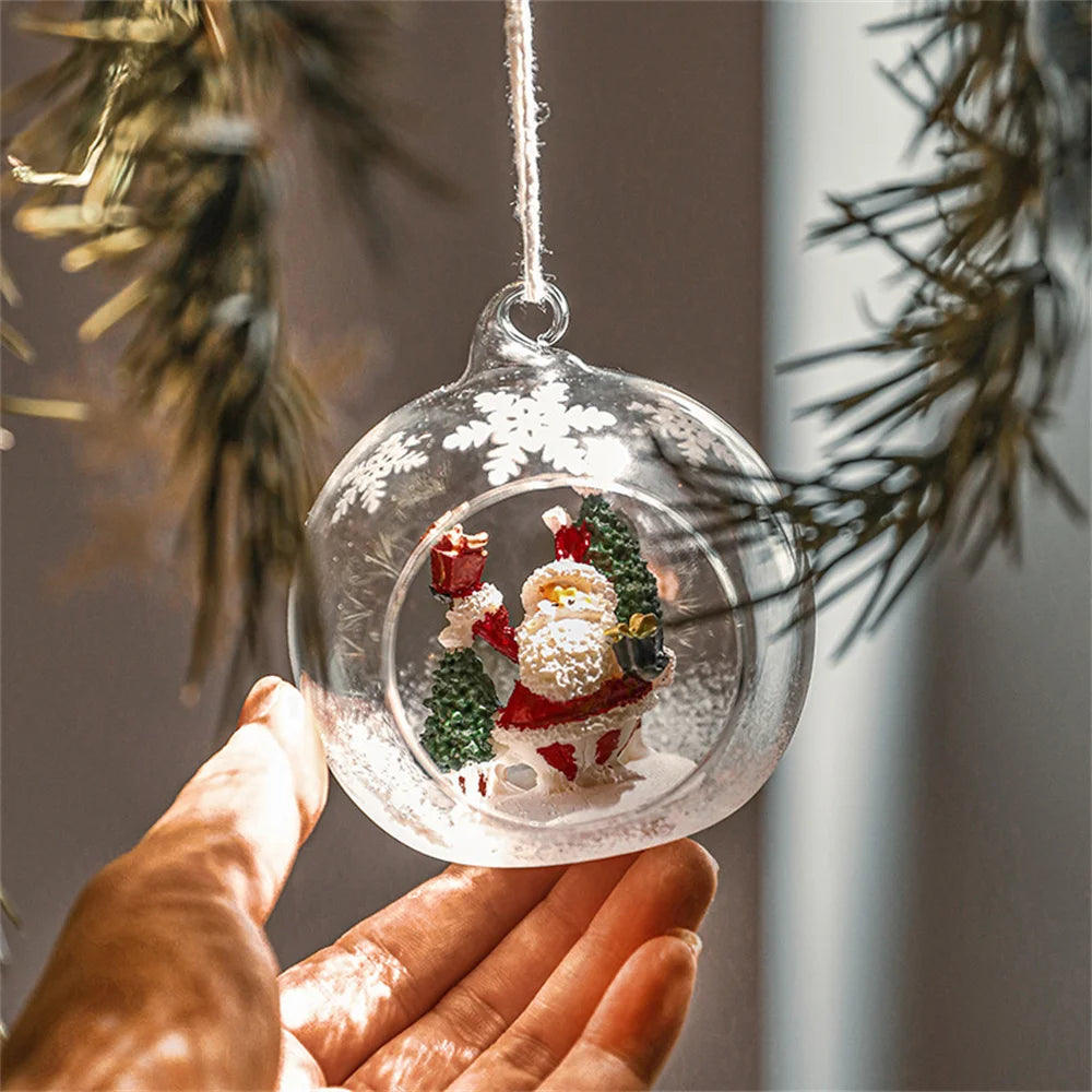 Christmas Ornaments Decorations for Christmas Tree Clear Glass Hanging Balls Xmas Tree Pendant Holiday Home Decor Party Supplies