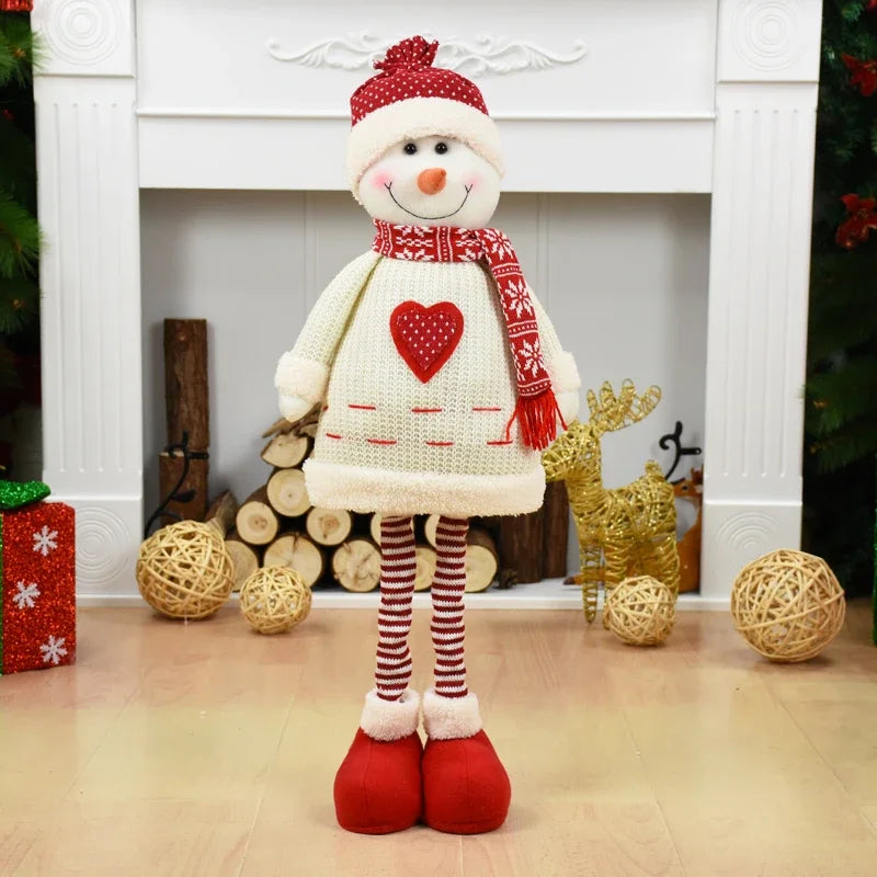 Big Size Christmas Dolls Retractable Santa Claus Snowman Elk Xmas Figurines Christmas Decoration Gift for Kid Xmas Tree Ornament