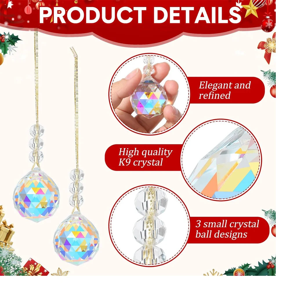 5pcs Crystal Ball Christmas Tree Hanging Pendants Transparent Acrylic Diamond Ornaments Wedding Party New Year Xmas Tree Decor