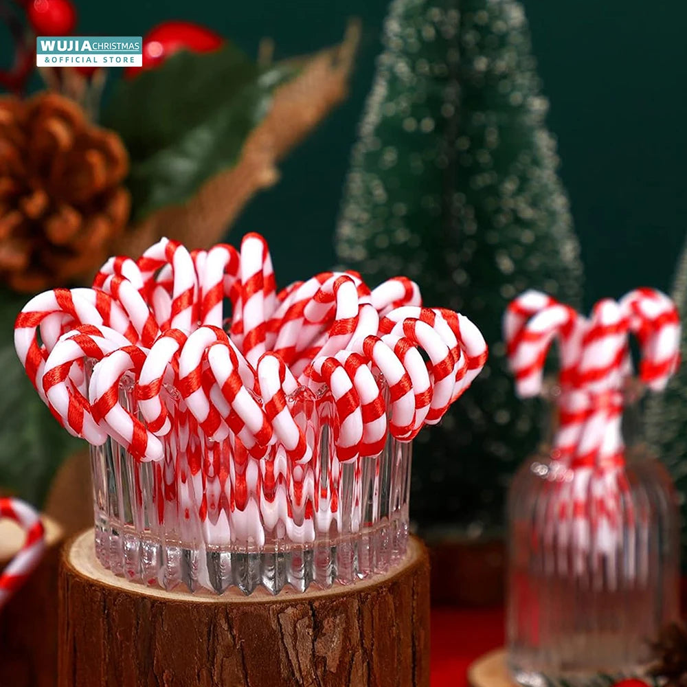 30pcs Christmas Candy Canes Xmas Tree Hanging Twisted Mini Crutch Pendant Ornament New Year Party Home Decor Kids Toy Noel Gifts