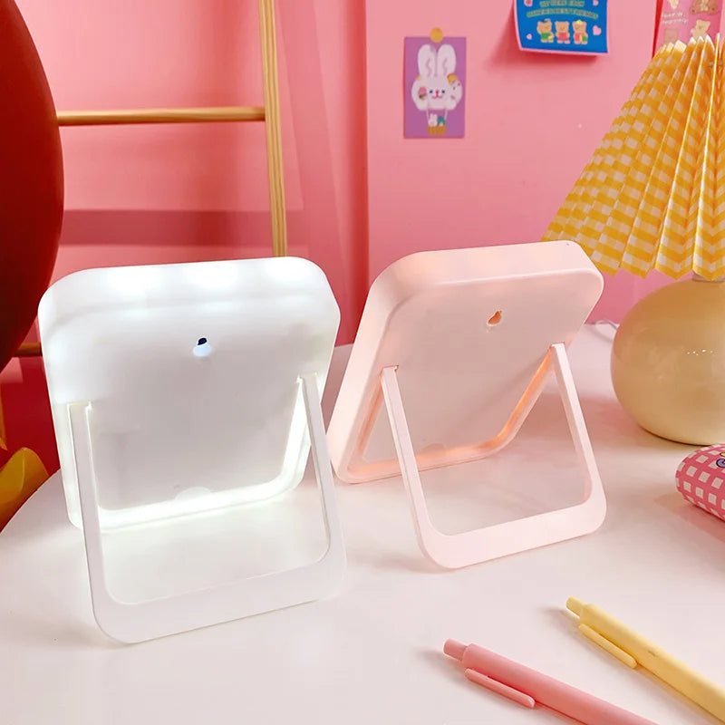 Rechargeable Portable Lamp LED Makeup Mirror Desktop Folding Portable Mirror Travel Vanity Looking Glass Light Fill Light