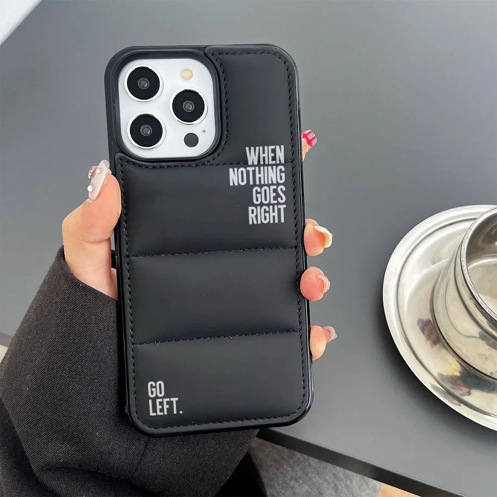 Funny Pun Puffer Phone Case Shockproof Black and White Cover for iPhone 15 14 13 12 11 Pro Max Plus XR Case Besties Gift Ideas