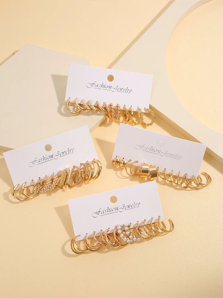 Gold Color Vintage Hoop Earrings