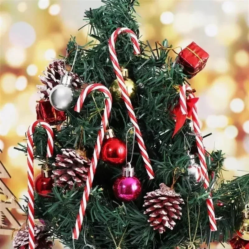 10/20pcs Christmas Candy Canes Acrylic Xmas Tree Hanging Twisted Crutch Pendant New Year Christmas Party Home Decoration