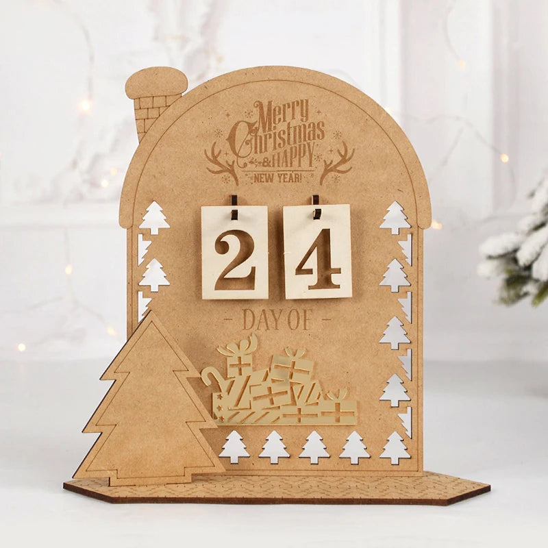 Merry Christmas Advent Calendar Wooden Ornament Christmas Decorations For Home Xmas Navidad Decor New Year 2023